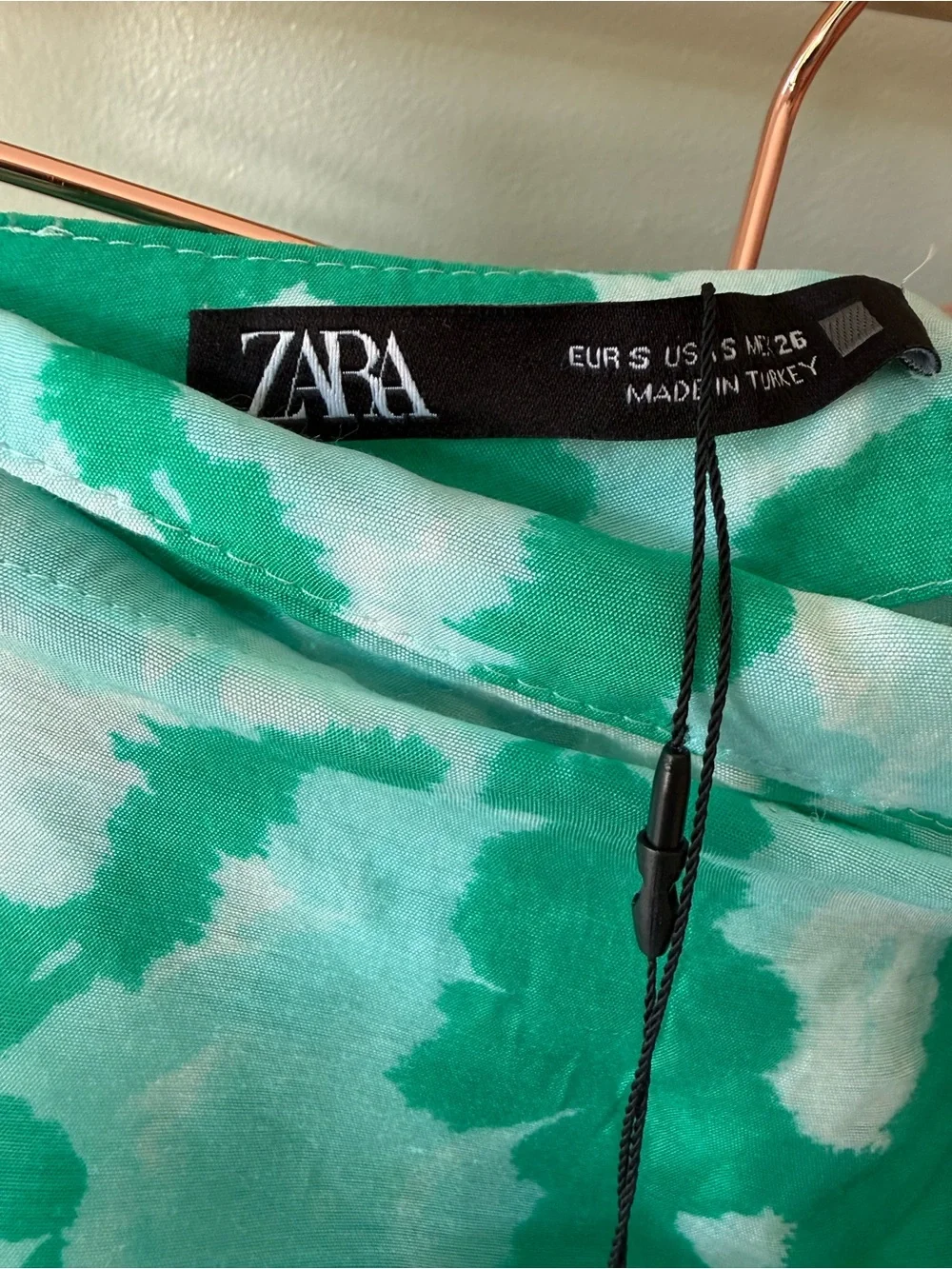 ZARA Knotted Green Turquoise Tie Dye Print Swim Beach Sarong Midi Skirt S NEW